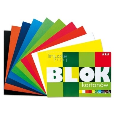 Spalvoto kartono blokas A4 10 lapų Spalvoto kartono blokas A4 10 lapų