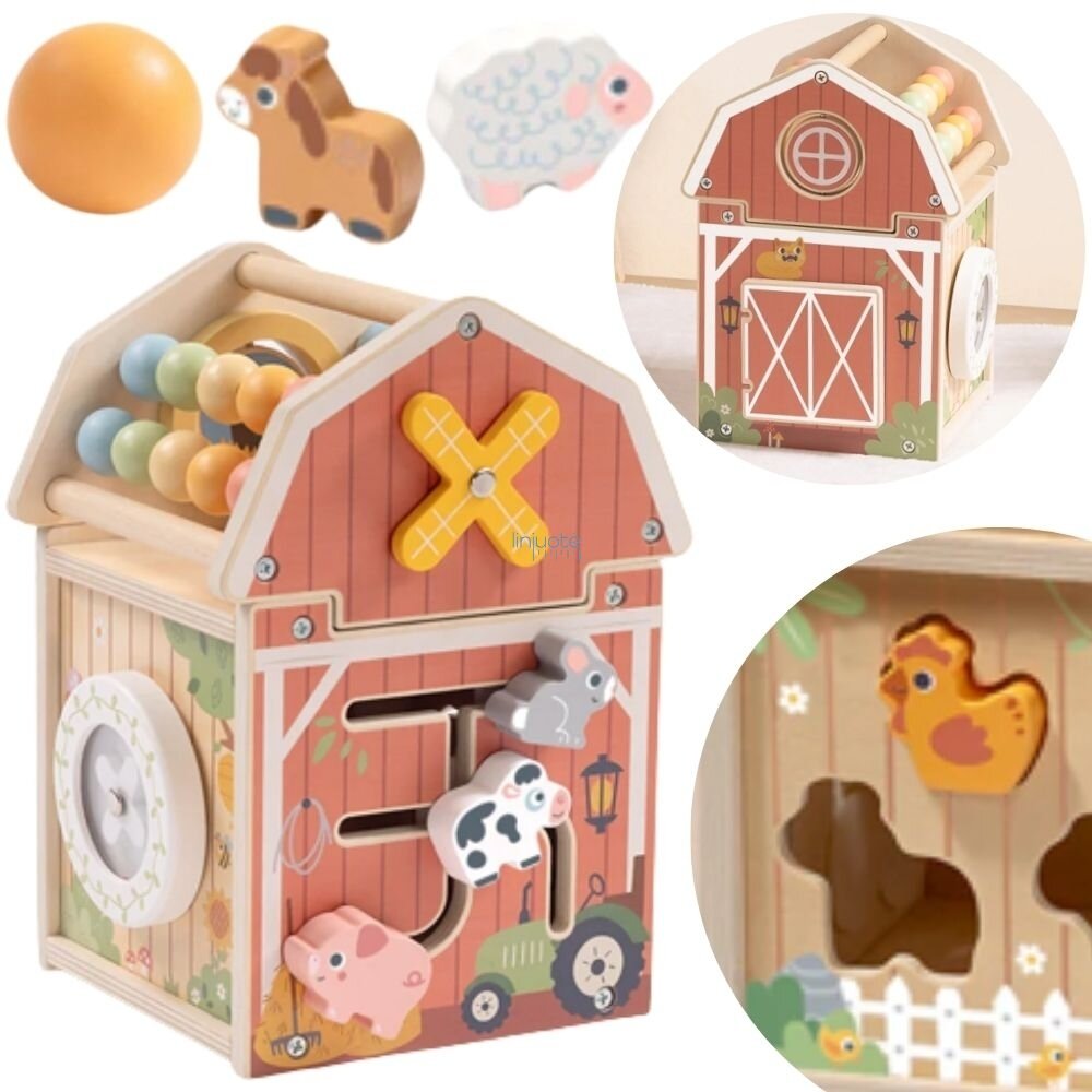 TOOKY TOY Medinė veiklos tvartas Montessori rūšiavimo ir skaičiuotuvo žaislas TP538 TOOKY TOY Medinė veiklos tvartas Montessori rūšiavimo ir skaičiuotuvo žaislas TP538