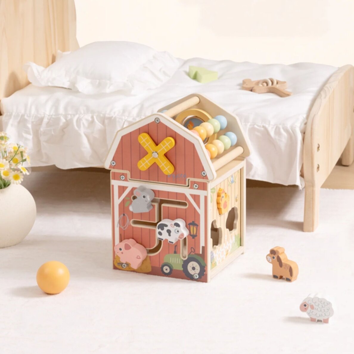 TOOKY TOY Medinė veiklos tvartas Montessori rūšiavimo ir skaičiuotuvo žaislas TP538 4