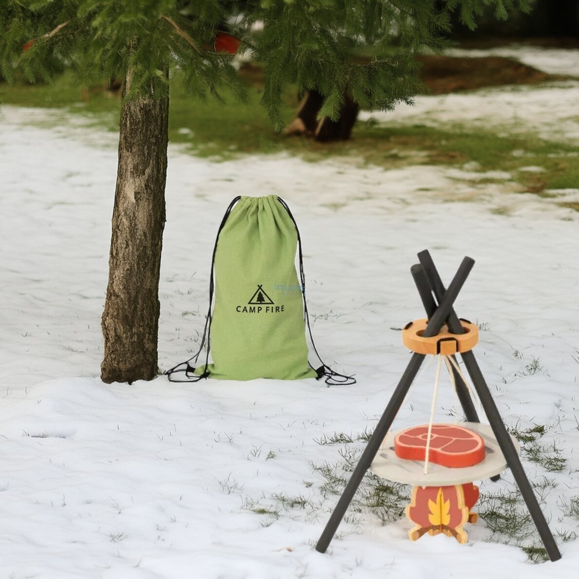 TOOKY TOY Medinis Kempingo Rinkinys Maisto Gaminimui Laužavietė TP535 1