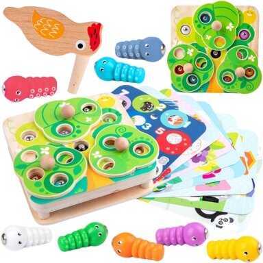 TOOKY TOY MEDINIS 2-IN-1 RANKDARBIŲ ŽAIDIMAS „IŠTRAUK SLIEKUS“ VAIKAMS, TP526 TOOKY TOY MEDINIS 2-IN-1 RANKDARBIŲ ŽAIDIMAS „IŠTRAUK SLIEKUS“ VAIKAMS, TP526