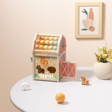 TOOKY TOY Medinė veiklos tvartas Montessori rūšiavimo ir skaičiuotuvo žaislas TP538 TOOKY TOY Medinė veiklos tvartas Montessori rūšiavimo ir skaičiuotuvo žaislas TP538