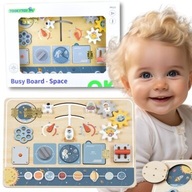 TOOKY TOY Medinė Edukacinė Montessori Lenta Astronautas Kosminis Laivas, TP113