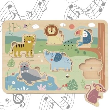 TOOKY TOY MEDINĖ INTERAKTYVI DĖLIONĖ „GYVŪNAI“, TL065N