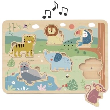 TOOKY TOY MEDINĖ INTERAKTYVI DĖLIONĖ „GYVŪNAI“, TL065N