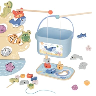 TOOKY TOY Medinis Jūrinių Žaislų Rinkinys Balansuojanti Bokšto Žvejyba Figūrėlės 23 Elementai, TJ758 TOOKY TOY Medinis Jūrinių Žaislų Rinkinys Balansuojanti Bokšto Žvejyba Figūrėlės 23 Elementai, TJ758