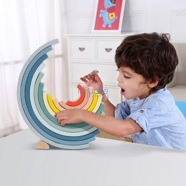 PASTELINĖS DĖLIONĖS MONTESSORI VAIVORYKŠTINĖS MEDINĖS KALADĖLĖS, 12 EL., TH313N