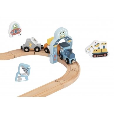 „TOOKY TOY“ medinis kosminio traukinio bėgių rinkinys,TJ796 4