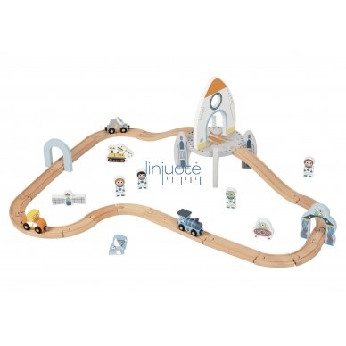 „TOOKY TOY“ medinis kosminio traukinio bėgių rinkinys,TJ796