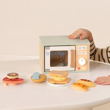 TOOKY TOY Medinė Mikrobangų Krosnelė Maisto Produktų Rinkinys, TP525 2 TOOKY TOY Medinė Mikrobangų Krosnelė Maisto Produktų Rinkinys, TP525 2