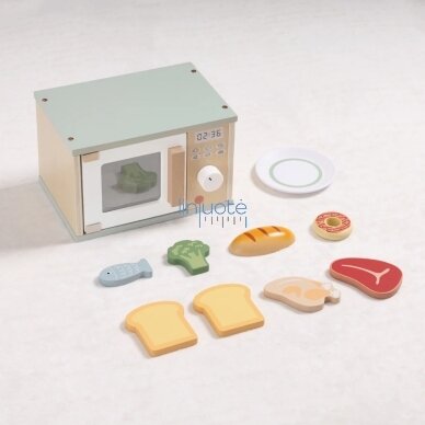 TOOKY TOY Medinė Mikrobangų Krosnelė Maisto Produktų Rinkinys, TP525 4 TOOKY TOY Medinė Mikrobangų Krosnelė Maisto Produktų Rinkinys, TP525 4
