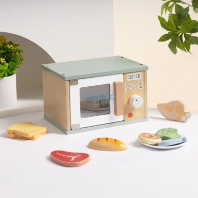 TOOKY TOY Medinė Mikrobangų Krosnelė Maisto Produktų Rinkinys, TP525 5 TOOKY TOY Medinė Mikrobangų Krosnelė Maisto Produktų Rinkinys, TP525 5