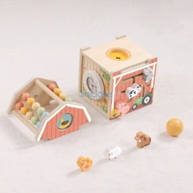 TOOKY TOY Medinė veiklos tvartas Montessori rūšiavimo ir skaičiuotuvo žaislas TP538 3