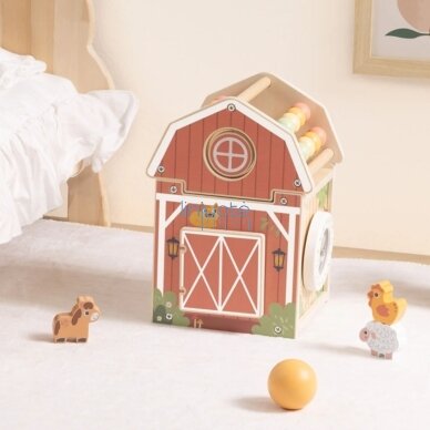 TOOKY TOY Medinė veiklos tvartas Montessori rūšiavimo ir skaičiuotuvo žaislas TP538 5