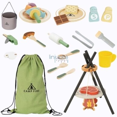 TOOKY TOY Medinis Kempingo Rinkinys Maisto Gaminimui Laužavietė TP535 2
