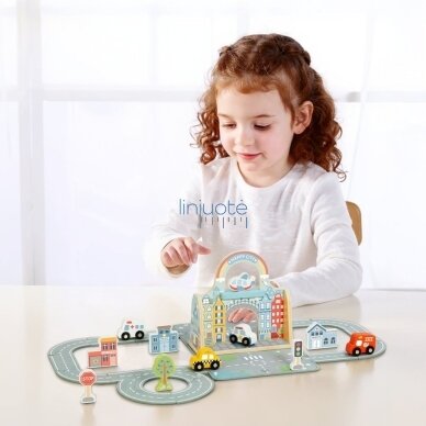 TOOKY TOY Mini Miesto Rinkinys Nešiojamas Krepšys Automobiliai TP536 2 TOOKY TOY Mini Miesto Rinkinys Nešiojamas Krepšys Automobiliai TP536 2
