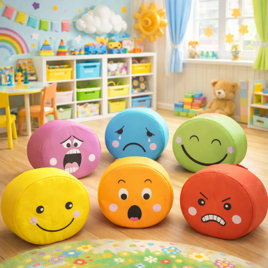 Vaikiškų spalvotų pufų rinkinys "Emocijos", LIN5101392