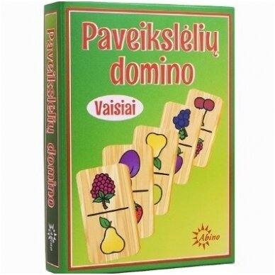 VAIKIŠKAS STALO ŽAIDIMAS, LIETUVIŲ KALBA "VAISIAI. PAVEIKSLĖLIŲ DOMINO", 5907438272229 VAIKIŠKAS STALO ŽAIDIMAS, LIETUVIŲ KALBA "VAISIAI. PAVEIKSLĖLIŲ DOMINO", 5907438272229