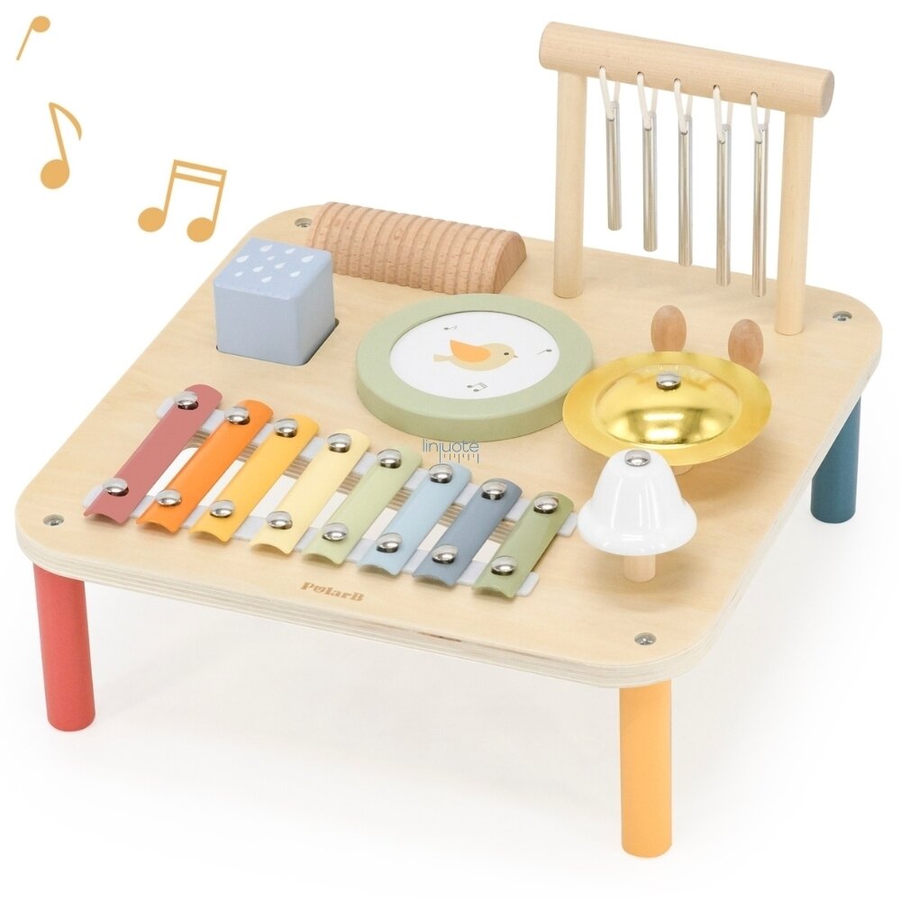 VIGA MEDINIS MUZIKINIS EDUKACINIS STALIUKAS JUTIMINIS 7IN1, 44277 1