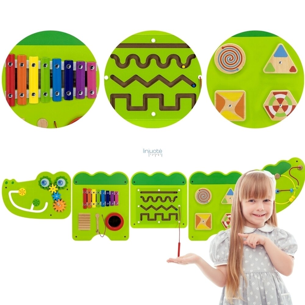 VIGA Sensorinė Manipuliavimo Lenta Krokodilas su FSC Sertifikatu Montessori