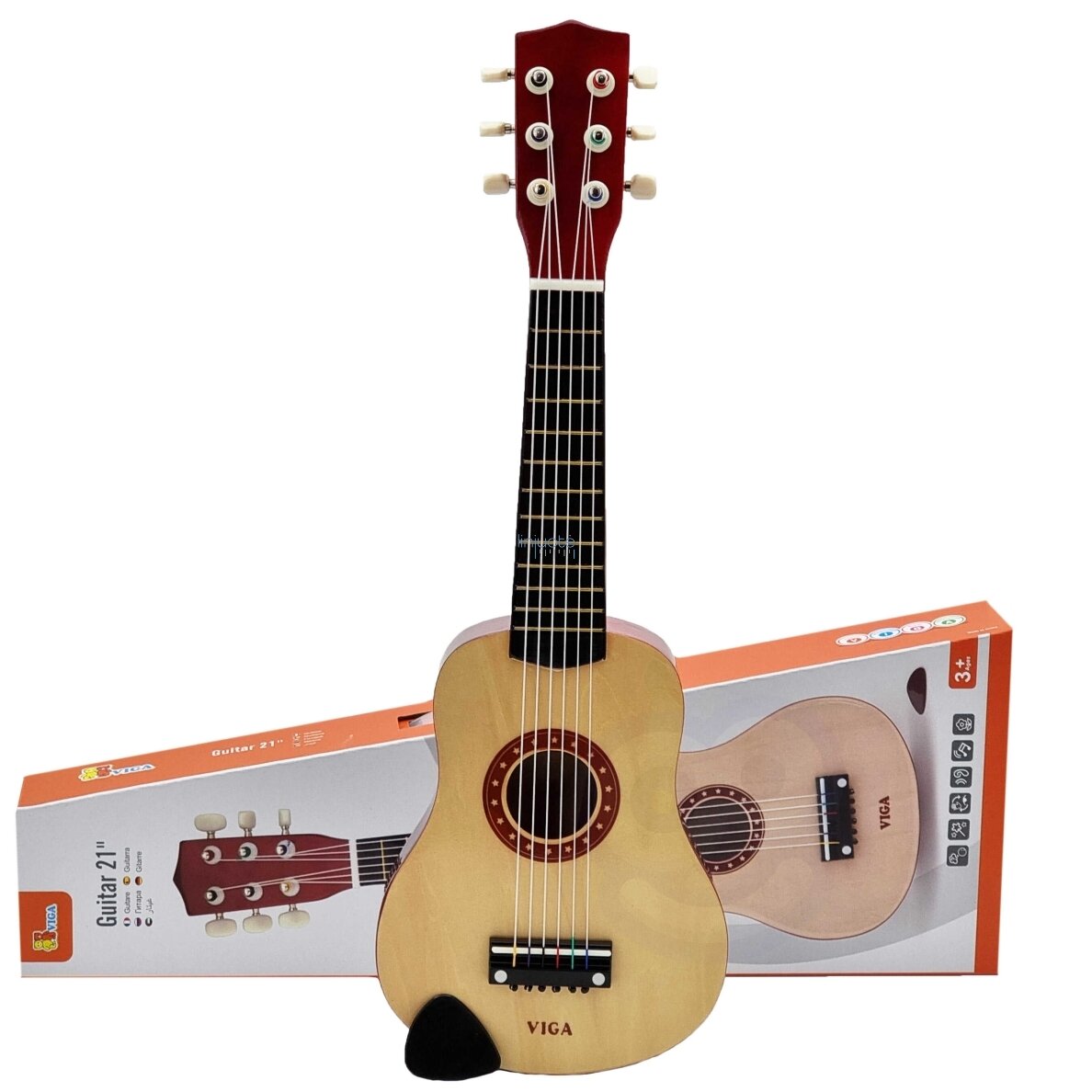 Viga Medinė Vaikiška Gitara 21 colio, 6 stygų, Natūrali 50692