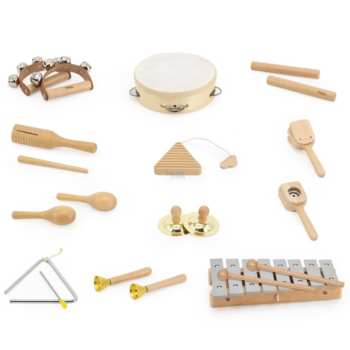VIGA Medinė Muzikinė Lenta 12 Perkusioninių Instrumentų Rinkinys 1 VIGA Medinė Muzikinė Lenta 12 Perkusioninių Instrumentų Rinkinys 1
