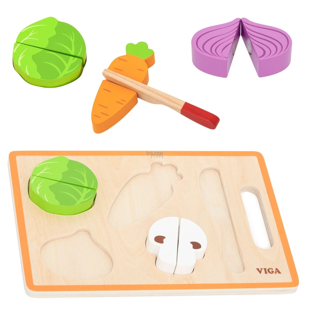 VIGA Medinis Montessori Daržovių Pjovimo Mokymosi Žaidimas 44790 5