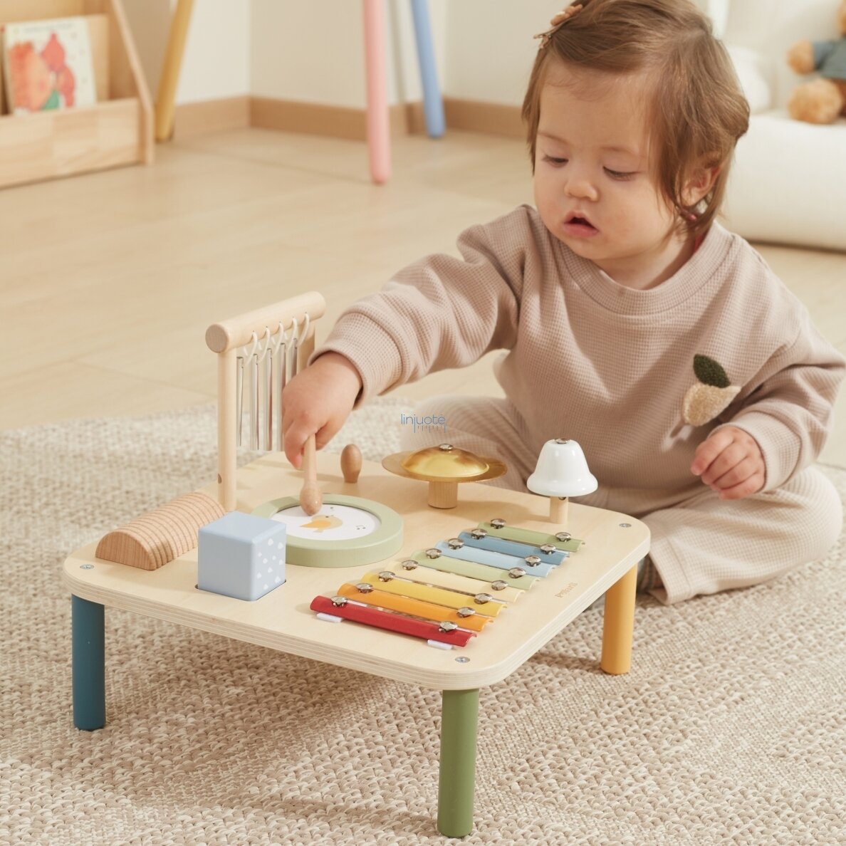 VIGA MEDINIS MUZIKINIS EDUKACINIS STALIUKAS JUTIMINIS 7IN1, 44277 4