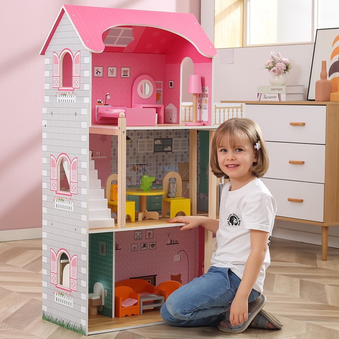 DIDELIS MEDINIS LĖLIŲ NAMELIS, 44570 2 DIDELIS MEDINIS LĖLIŲ NAMELIS, 44570 2