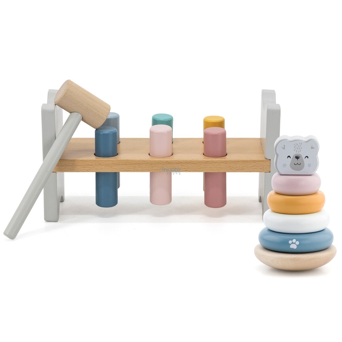 VIGA PolarB rinkinys medinė piramidė + kalimo žaidimas su plaktuku Baltasis lokys Montessori 2 VIGA PolarB rinkinys medinė piramidė + kalimo žaidimas su plaktuku Baltasis lokys Montessori 2