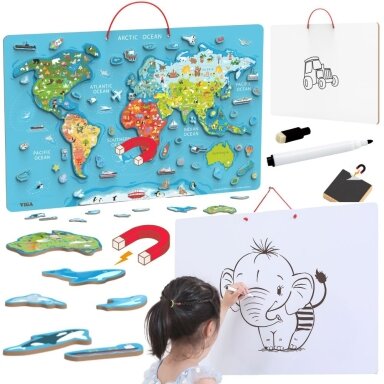 Viga 2w1 Edukacinė Lenta su Magnetiniu Pasaulio Žemėlapiu Montessori, 44508 Viga 2w1 Edukacinė Lenta su Magnetiniu Pasaulio Žemėlapiu Montessori, 44508