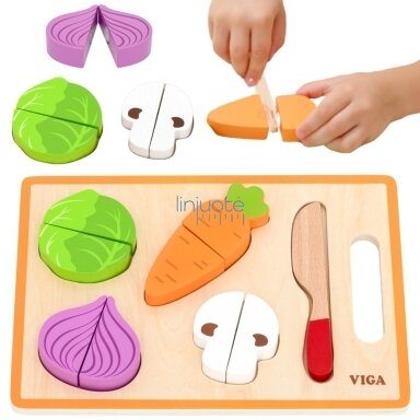 VIGA Medinis Montessori Daržovių Pjovimo Mokymosi Žaidimas 44790 VIGA Medinis Montessori Daržovių Pjovimo Mokymosi Žaidimas 44790