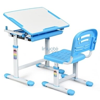 Mokyklinis stalas su kėdėmis vaikams, mėlynas DSG8434 Mokyklinis stalas su kėdėmis vaikams, mėlynas DSG8434