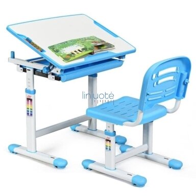 Mokyklinis stalas su kėdėmis vaikams, mėlynas DSG8434 Mokyklinis stalas su kėdėmis vaikams, mėlynas DSG8434