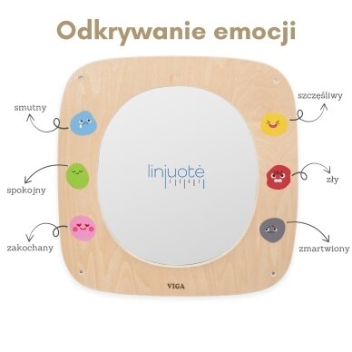 Medinė sensorinė manipuliacinė lenta su Veidrodžiu ir šypsenėlėmis - Emocijos, 44806 6