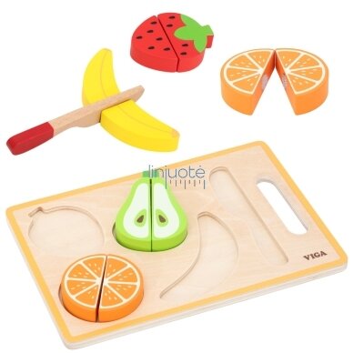 VIGA Medinė Montessori Edukacinė Dėlionė „Vaisiai Pjaustyti“, 44789 1