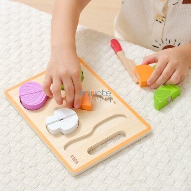VIGA Medinis Montessori Daržovių Pjovimo Mokymosi Žaidimas 44790 3