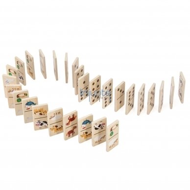 Medinis domino žaidimas "Gyvūnai ir skaičiai", 44781 5 Medinis domino žaidimas "Gyvūnai ir skaičiai", 44781 5