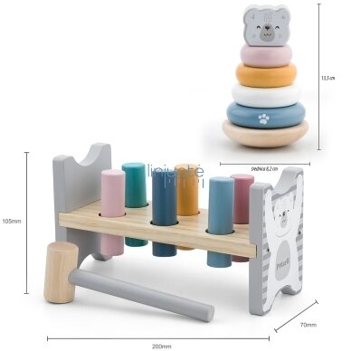 VIGA PolarB rinkinys medinė piramidė + kalimo žaidimas su plaktuku Baltasis lokys Montessori 4 VIGA PolarB rinkinys medinė piramidė + kalimo žaidimas su plaktuku Baltasis lokys Montessori 4