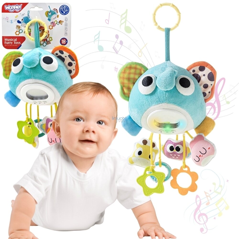 WOOPIE Baby Pliušinis Drambliukas Interaktyvi minkšta žaislė Muzikinė su Pakabinamaisiais ir Kramtukais, 56300 WOOPIE Baby Pliušinis Drambliukas Interaktyvi minkšta žaislė Muzikinė su Pakabinamaisiais ir Kramtukais, 56300