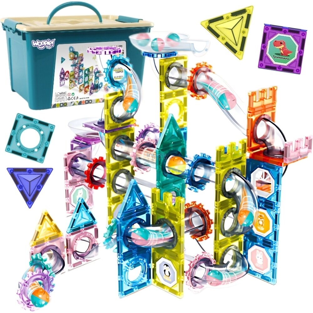 WOOPIE MAGNETINIS KONSTRUKCINIS 3D RINKINYS - EDUKACINIS KAMŠČIŲ TAKELIS 126EL., 54955
