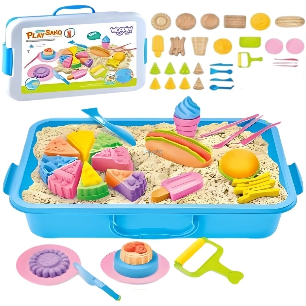 WOOPIE KINETINIS SMĖLIS 1,2 KG KOMPLEKTAS: RESTORANAS, STALIUKAS SU FORMELĖMIS, 54795 WOOPIE KINETINIS SMĖLIS 1,2 KG KOMPLEKTAS: RESTORANAS, STALIUKAS SU FORMELĖMIS, 54795