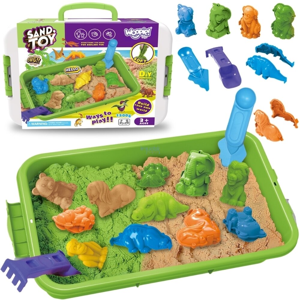 WOOPIE KINETINIS SMĖLIS 1,5 KG XXL ZOO SAFARI STALAS SU FORMELĖMIS, 54825 WOOPIE KINETINIS SMĖLIS 1,5 KG XXL ZOO SAFARI STALAS SU FORMELĖMIS, 54825