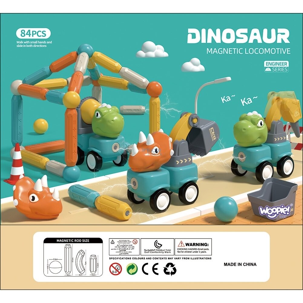 WOOPIE Magnetinės konstrukcinės dinozaurų kaladėlės 84 el. 51008 15 WOOPIE Magnetinės konstrukcinės dinozaurų kaladėlės 84 el. 51008 15