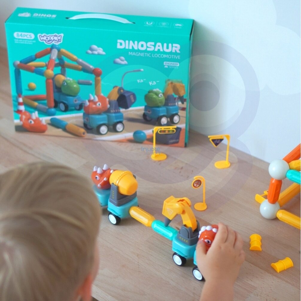 WOOPIE Magnetinės konstrukcinės dinozaurų kaladėlės 84 el. 51008 1 WOOPIE Magnetinės konstrukcinės dinozaurų kaladėlės 84 el. 51008 1