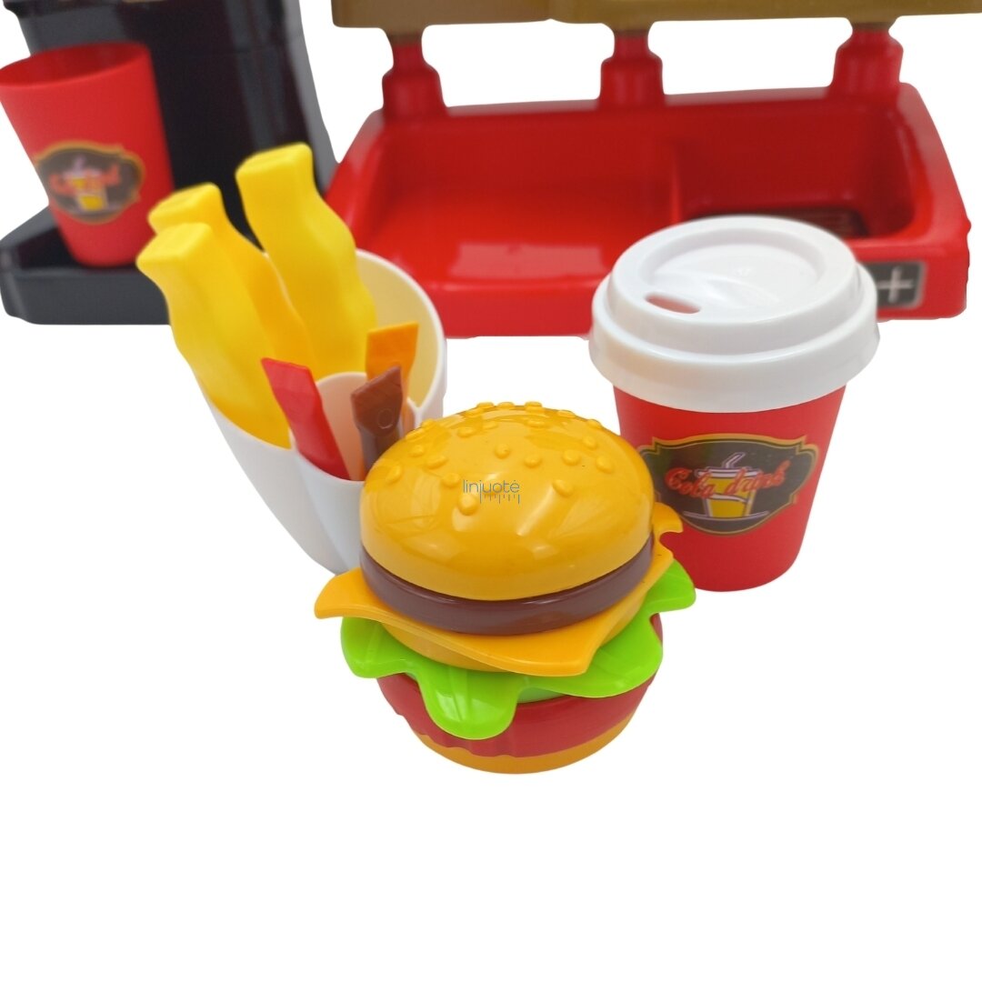 PLASTIKINĖ GREITO MAISTO KAVINĖ SU KASA IR PRIEDAIS,  45043 7