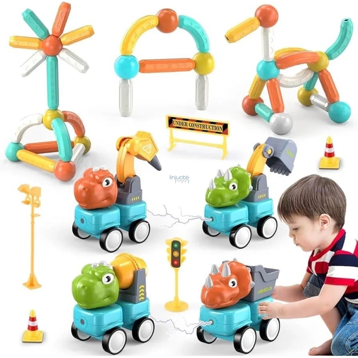 WOOPIE Magnetinės konstrukcinės dinozaurų kaladėlės 84 el. 51008