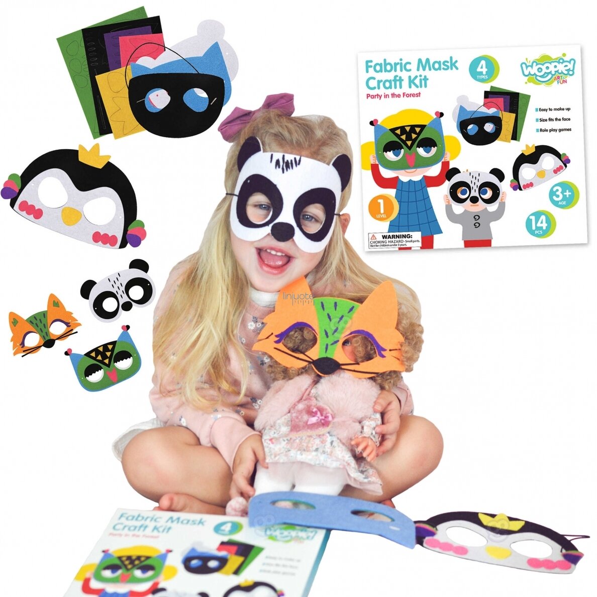 WOOPIE ART&FUN KŪRYBINIS RINKINYS „PASIDARYK PATS“ VELTINIO KAUKĖS 4 VNT., 41168