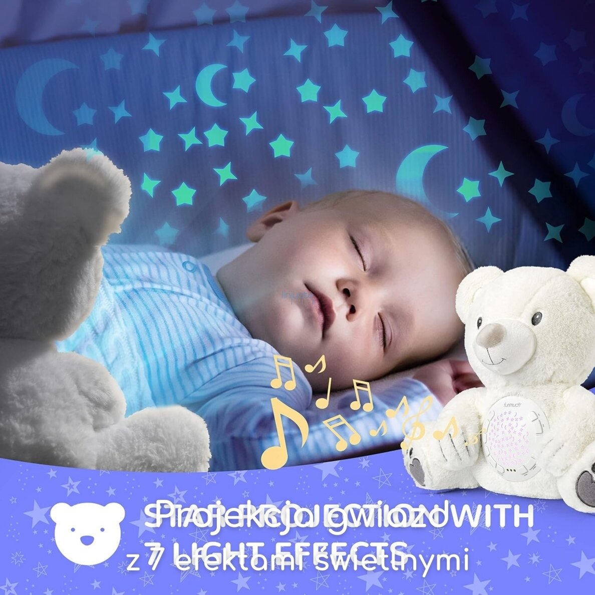 WOOPIE BABY Miegamojo Meškutis su Projektoriumi ir Ramyklė 15 Melodijų 2