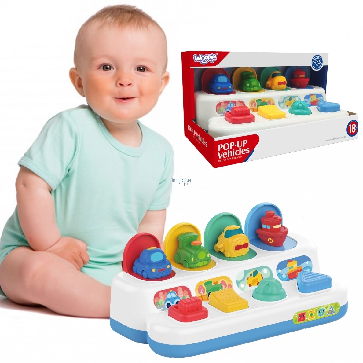 WOOPIE BABY Mokomasis iššokantis žaislas POP-UP Transporto priemonės, 47238 2 WOOPIE BABY Mokomasis iššokantis žaislas POP-UP Transporto priemonės, 47238 2